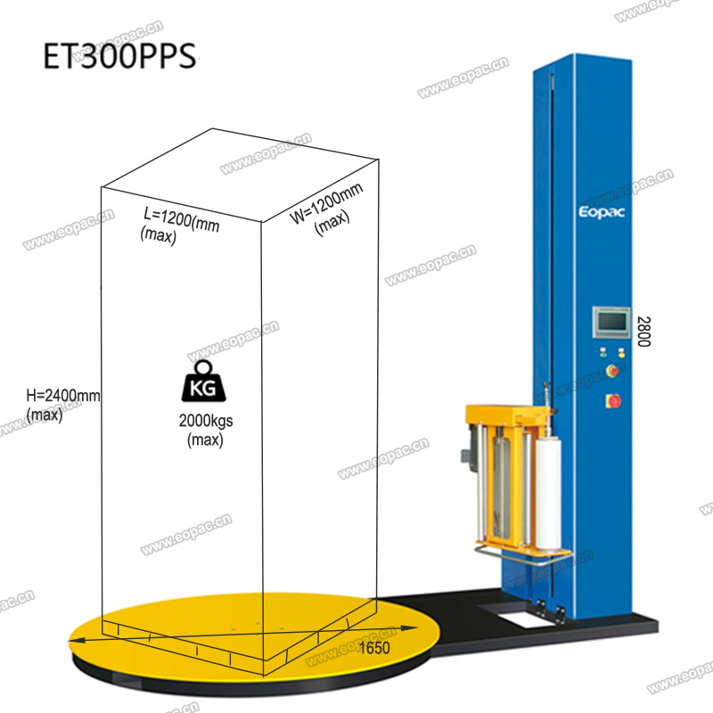 Power Pre-stretch Pallet Wrapping Machine