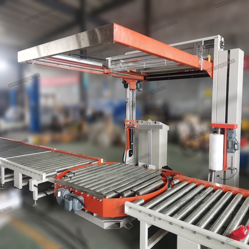 Onlien Pallet Wrapper with Top Sheet Dispenser