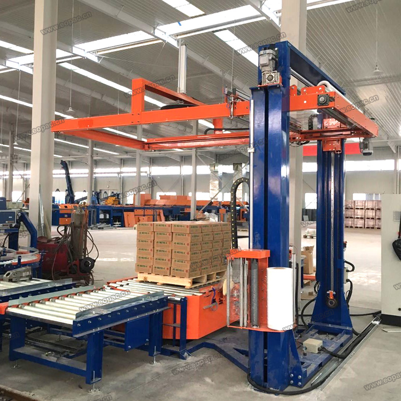 Onlien Pallet Wrapper with Top Sheet Dispenser